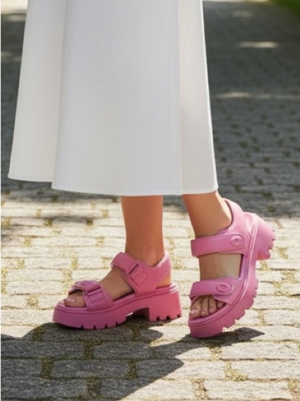 COACH Women's Pink Berry Brynn Double-Band Sporty Lug-SoleChunky Platform Sandal - Picture 1 of 16